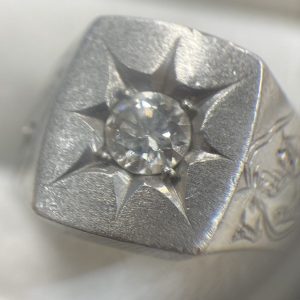 Pt850 ダイヤ 印台 シグネットリング プラチナ850